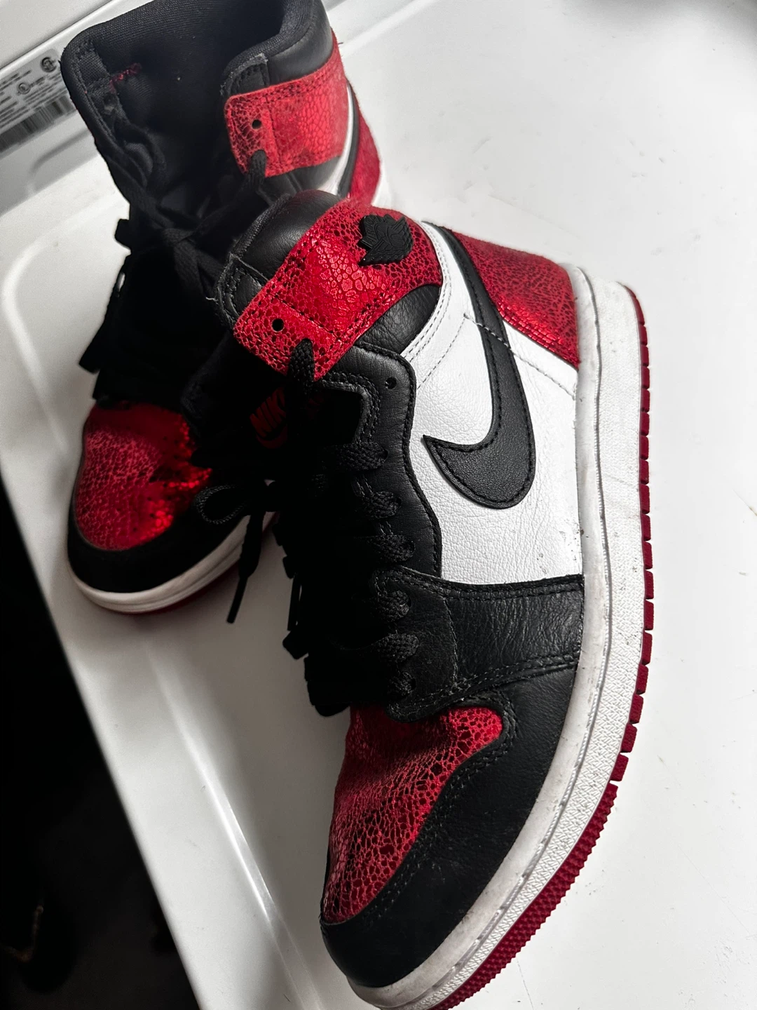 Air Jordan 1 Mid Red Black White Sneakers - photo 2