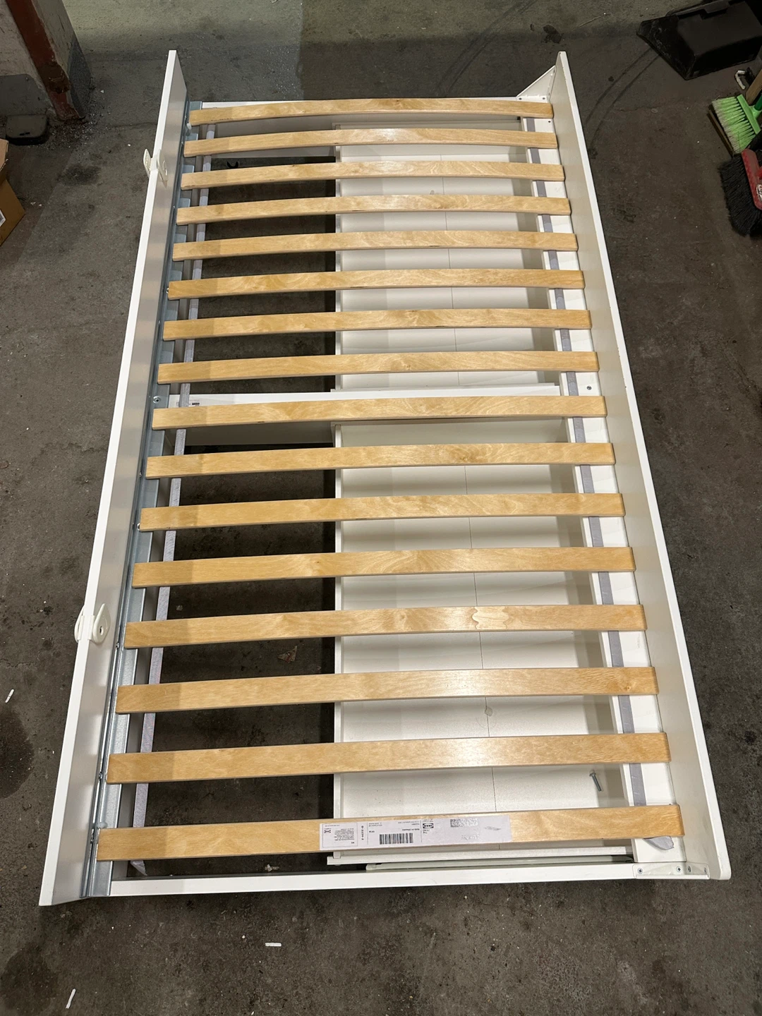 White Single Bed Frame with Wooden Slats