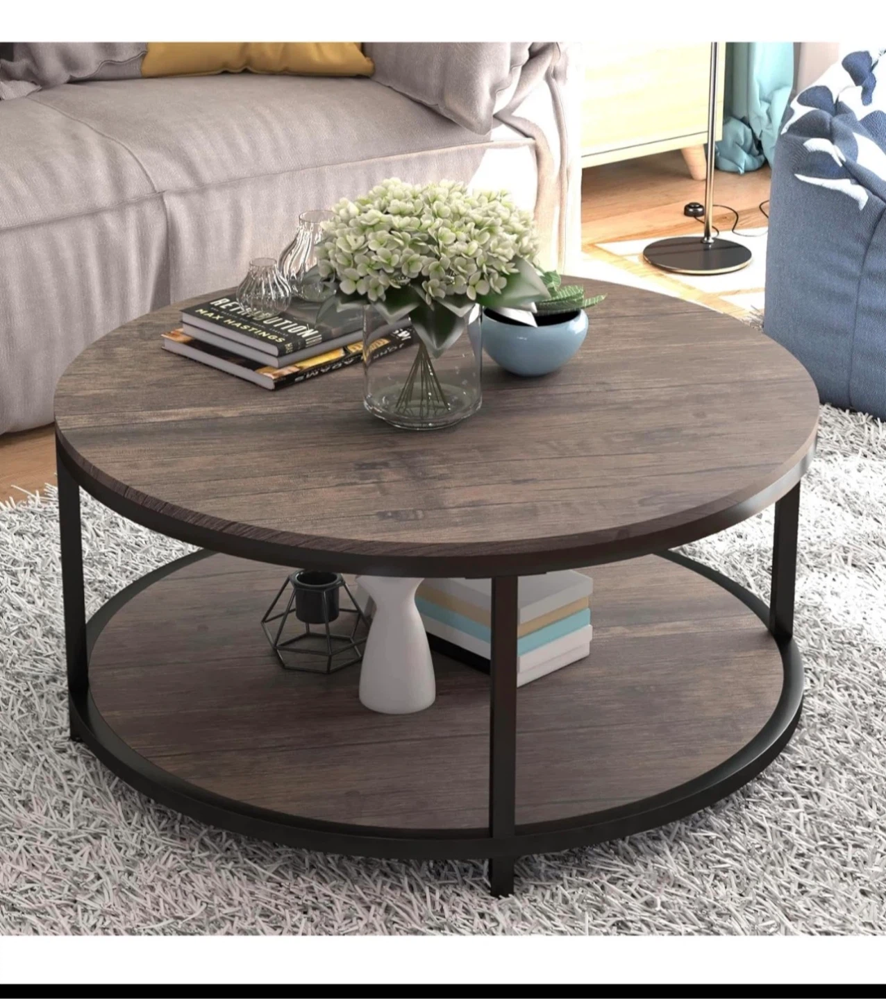 Saturday sale: Round Wood Coffee Table with Lower Shelf