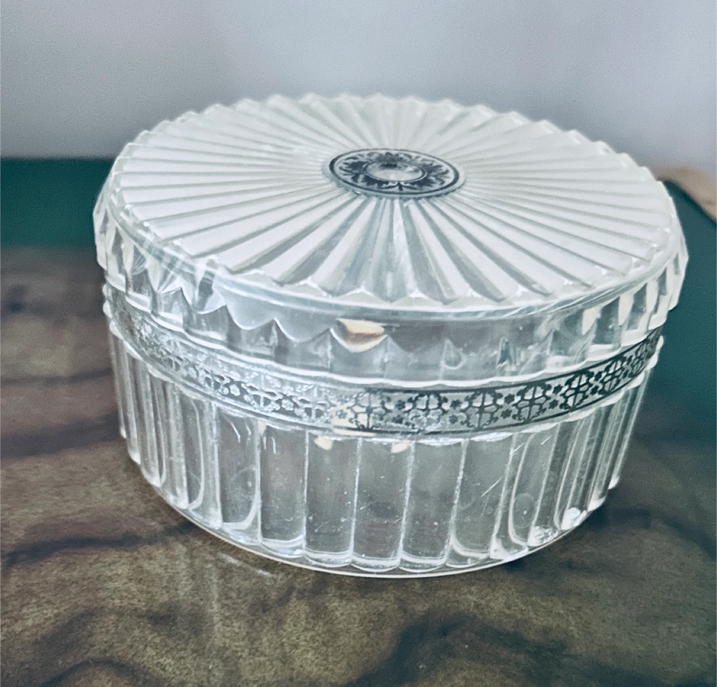 Vintage Jewel or powder Box with Ornate Lid