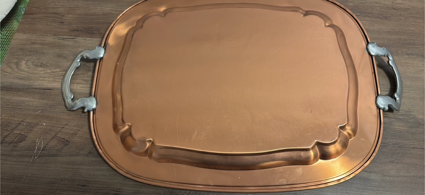 Copper Serving Tray with Ornate Handles - photo 4