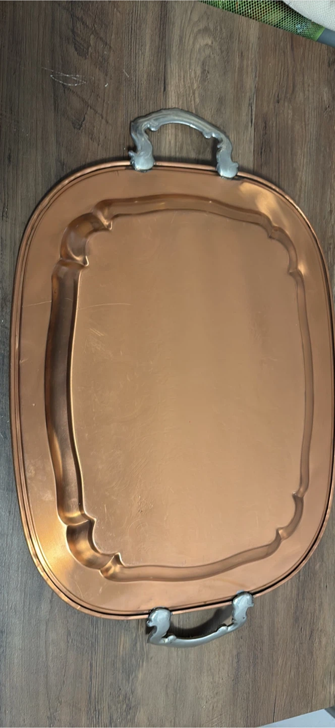 Copper Serving Tray with Ornate Handles - photo 5