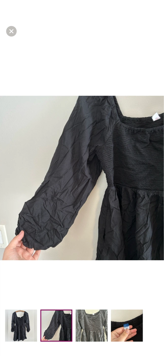 Old Navy Black Smocked Square Neck Top - Size L - photo 2