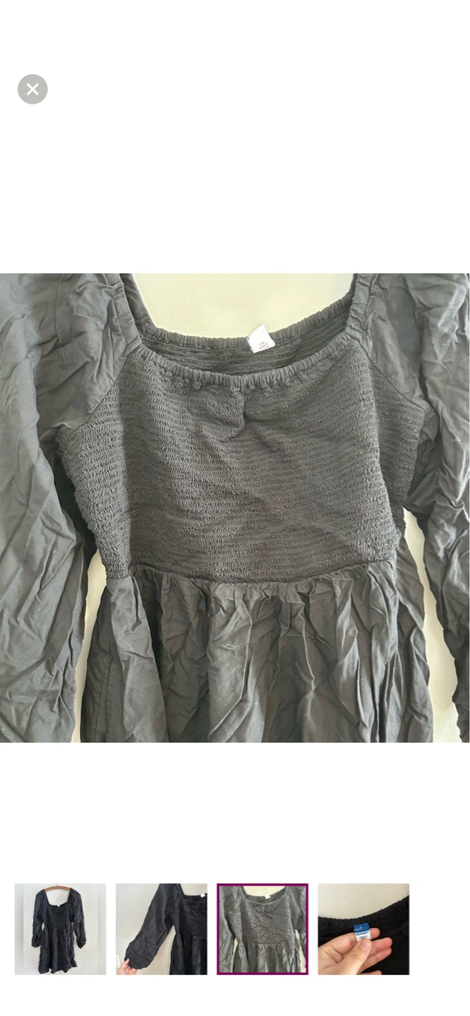 Old Navy Black Smocked Square Neck Top - Size L - photo 3