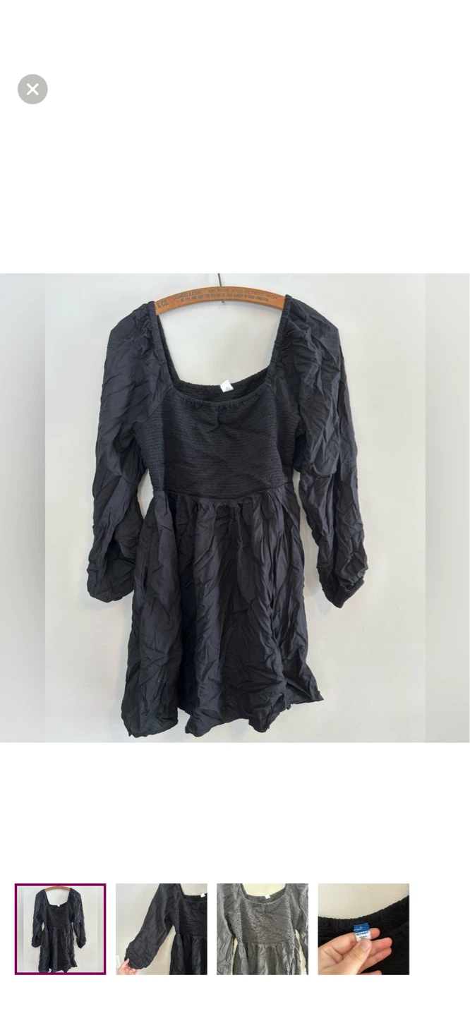 Old Navy Black Smocked Square Neck Top - Size L