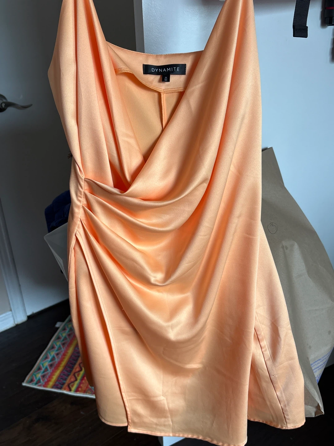 DYNAMITE Peach Satin Slip Dress