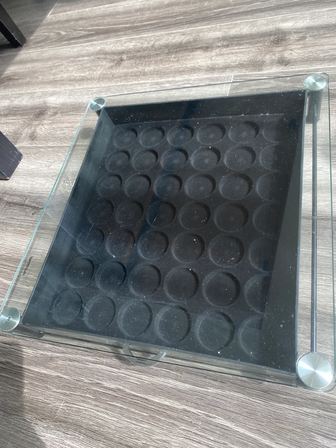 Glass Display Tray with 30 Round Compartments