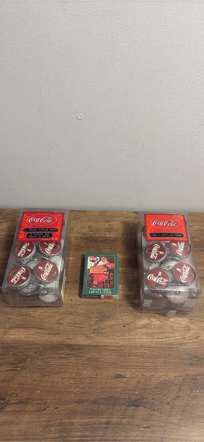 Coca-Cola Shower Curtain Hooks & Playing Cards Set