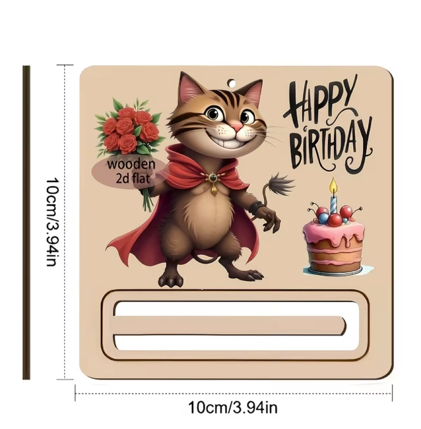 Happy Birthday Cat Wooden Gift Wallet Card - photo 2