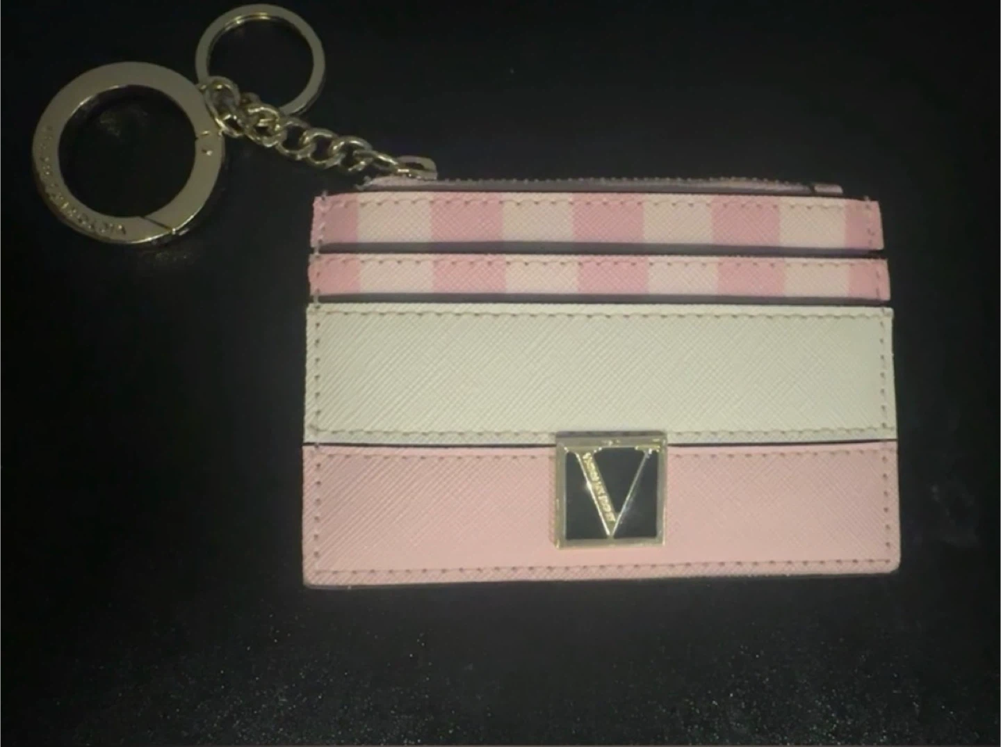 Victoria's Secret Pink Stripe Cardholder Keychain