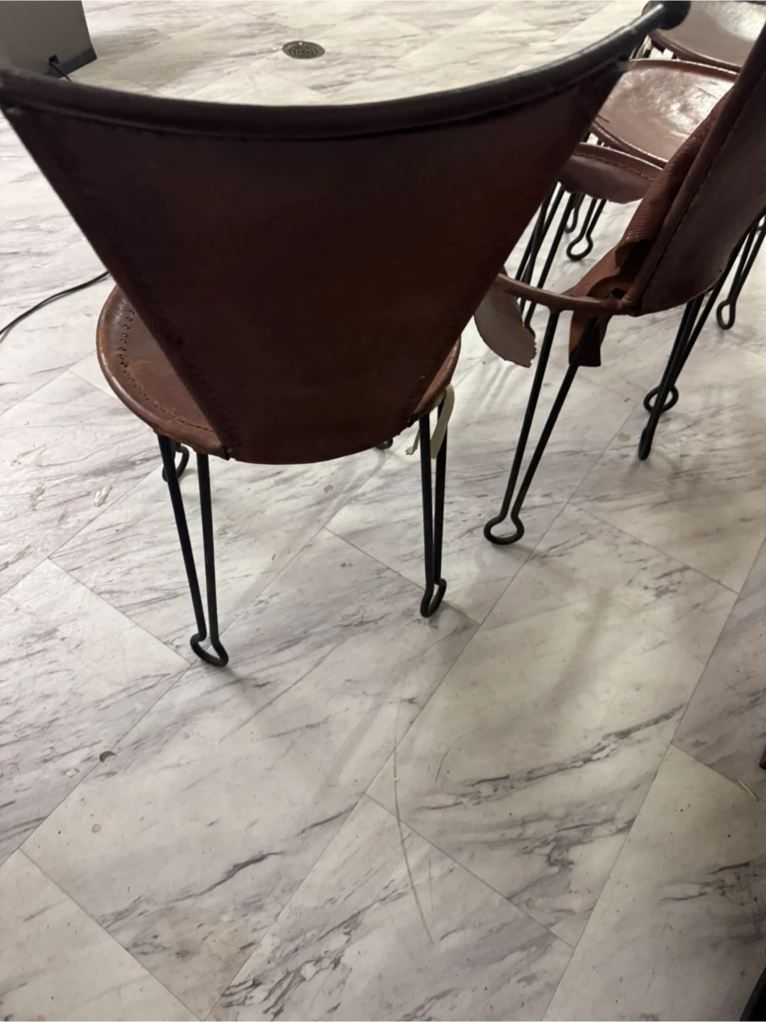 Set of 4 Brown Leather Butterfly Chairs - photo 2