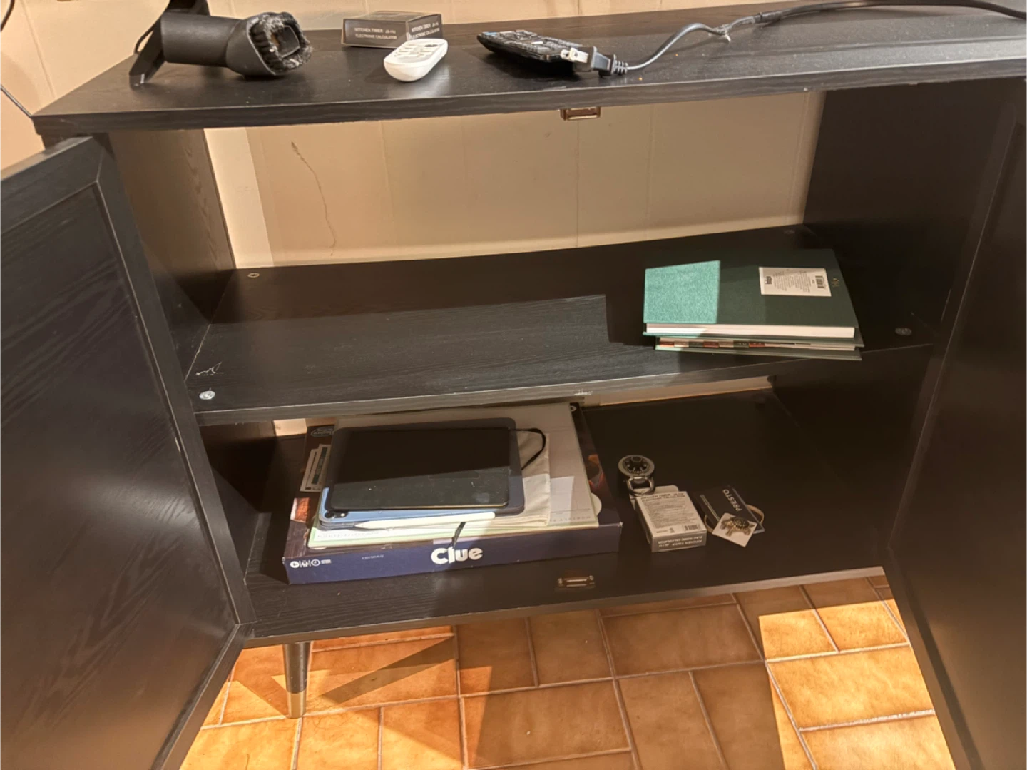 Black 3-Door Media Console with Cane Fronts - photo 3