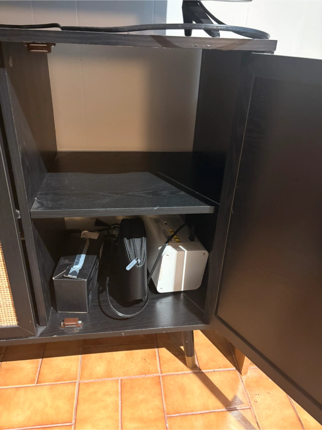 Black 3-Door Media Console with Cane Fronts - photo 2