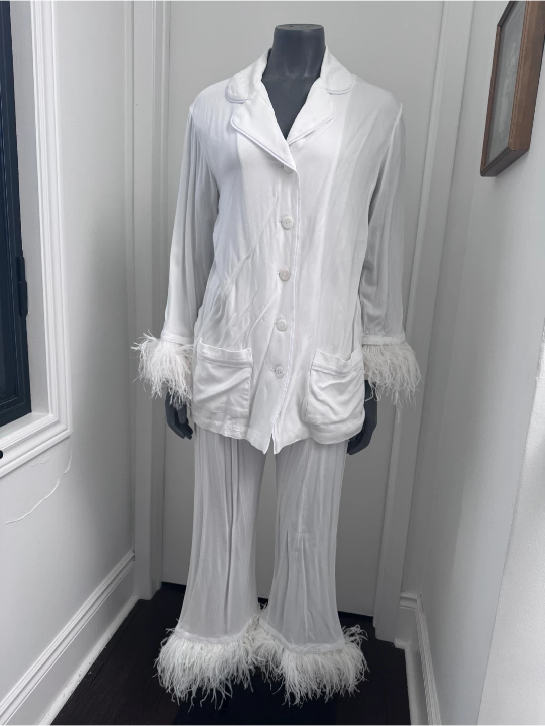 Sleeper White Feather Trim Pajama Set