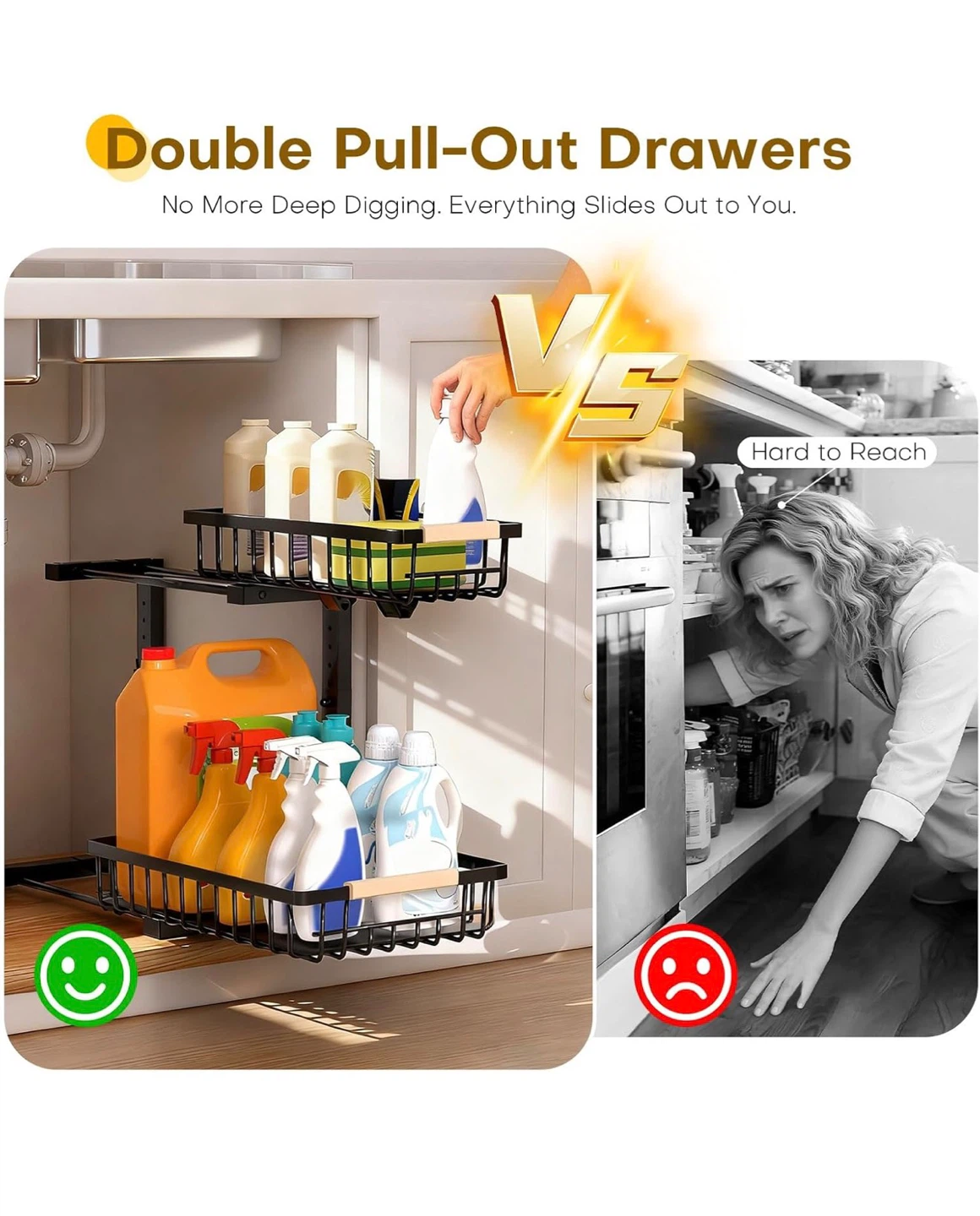 2-Tier Under Sink Organizer, Pull Out Drawers TU2 - photo 5