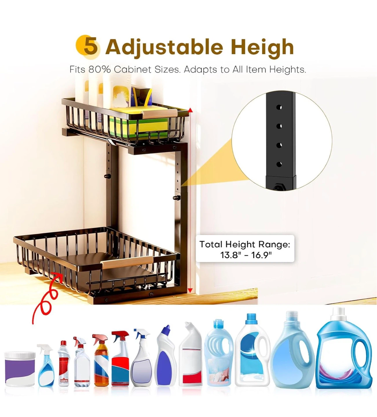 2-Tier Under Sink Organizer, Pull Out Drawers TU2 - photo 3