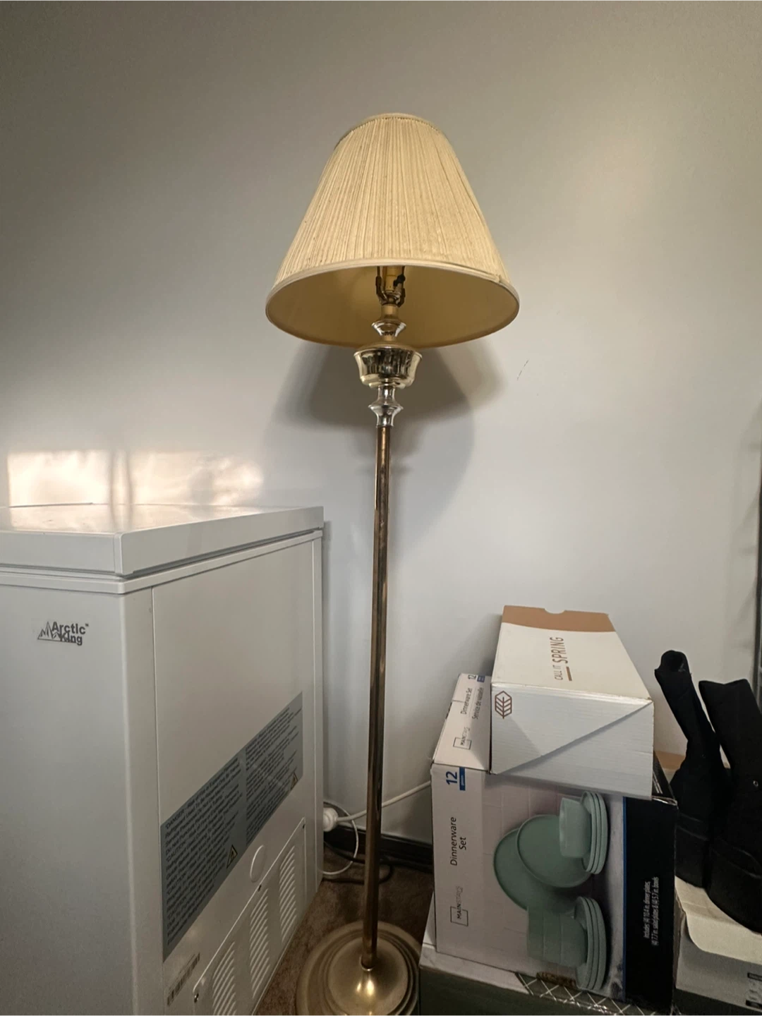 Vintage Floor Lamp with Cream Shade