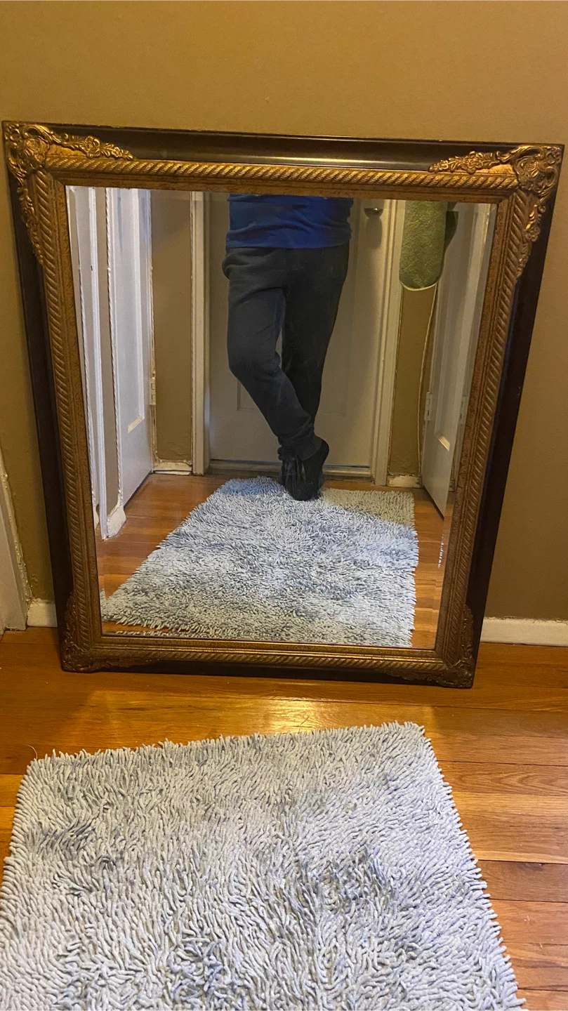 Ornate Gold and Black Framed Mirror
