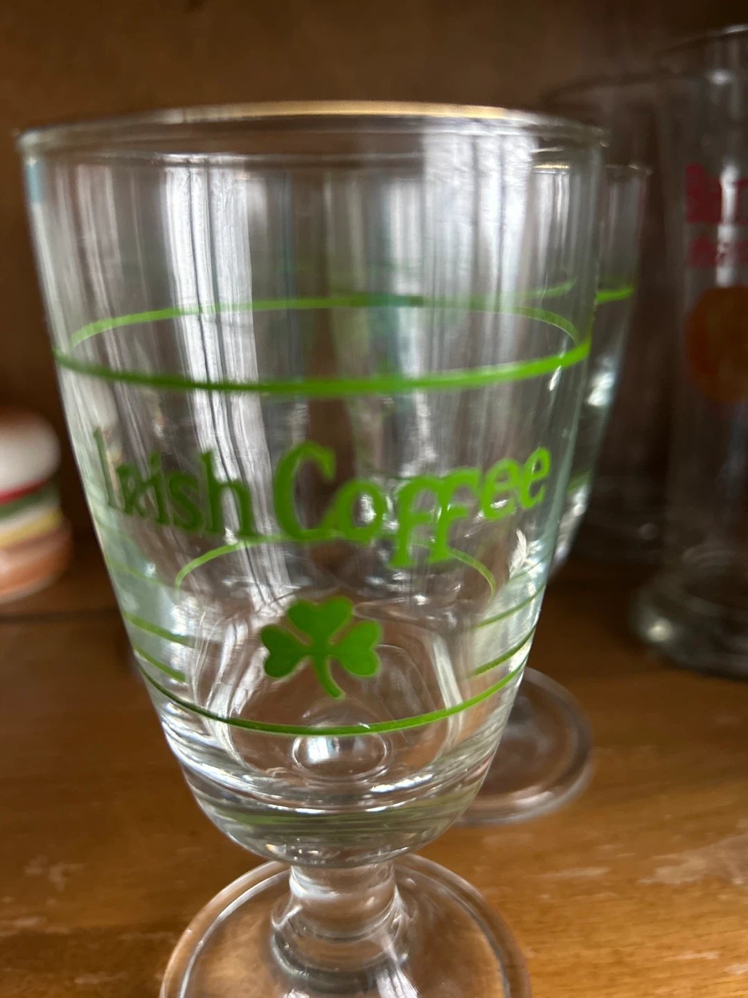 6 Irish Coffee Glasses with shamrock