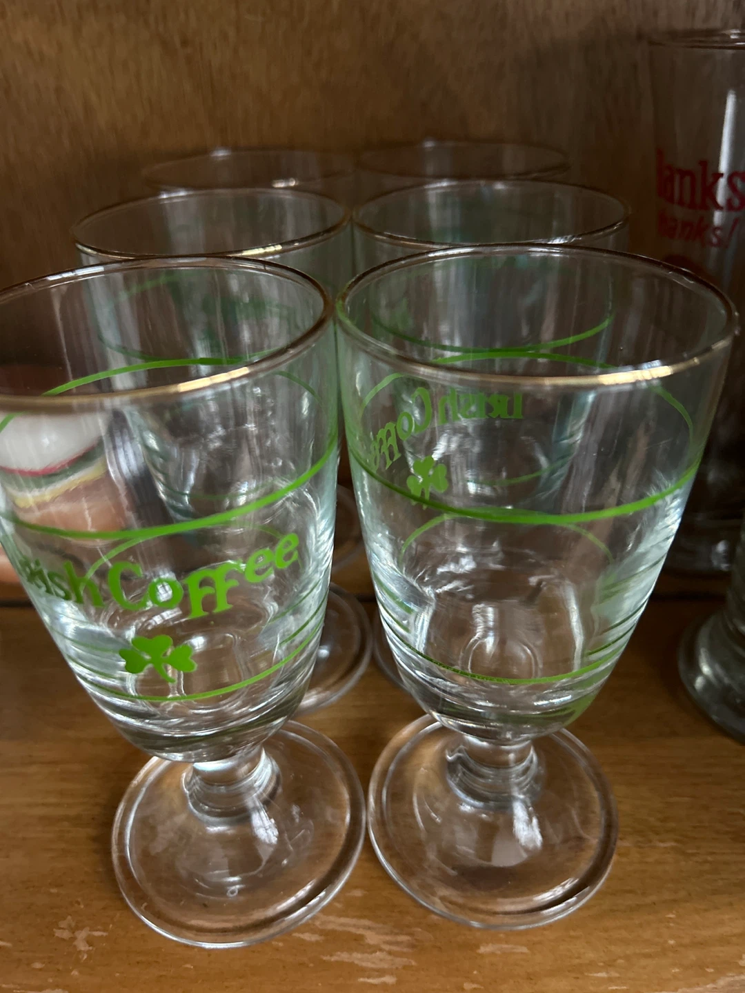 6 Irish Coffee Glasses with shamrock - photo 2