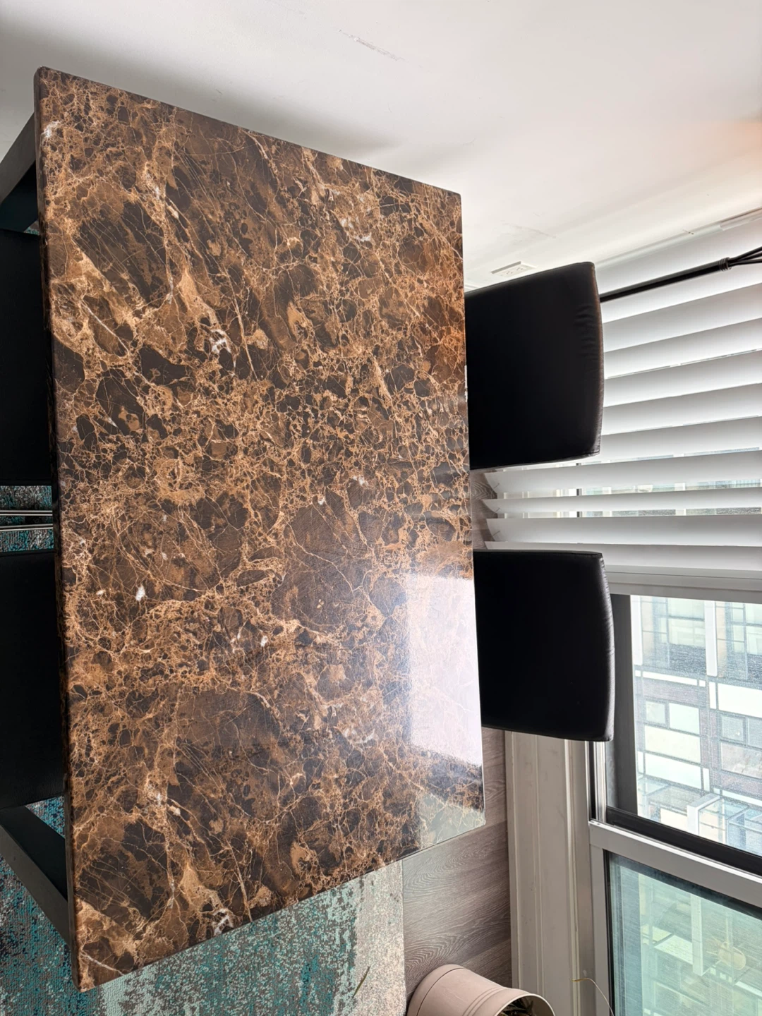 Marble Dining Table with 4 Black Chairs - photo 3