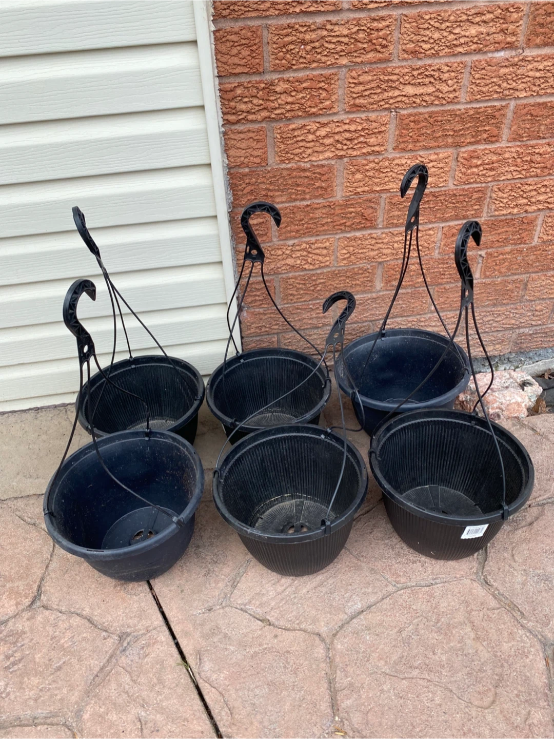Set of 6 Black Hanging Planters