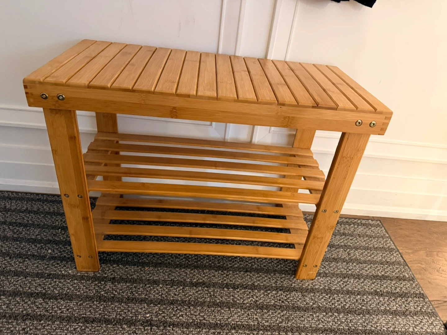 Bamboo 2-Tier Shoe Rack Bench