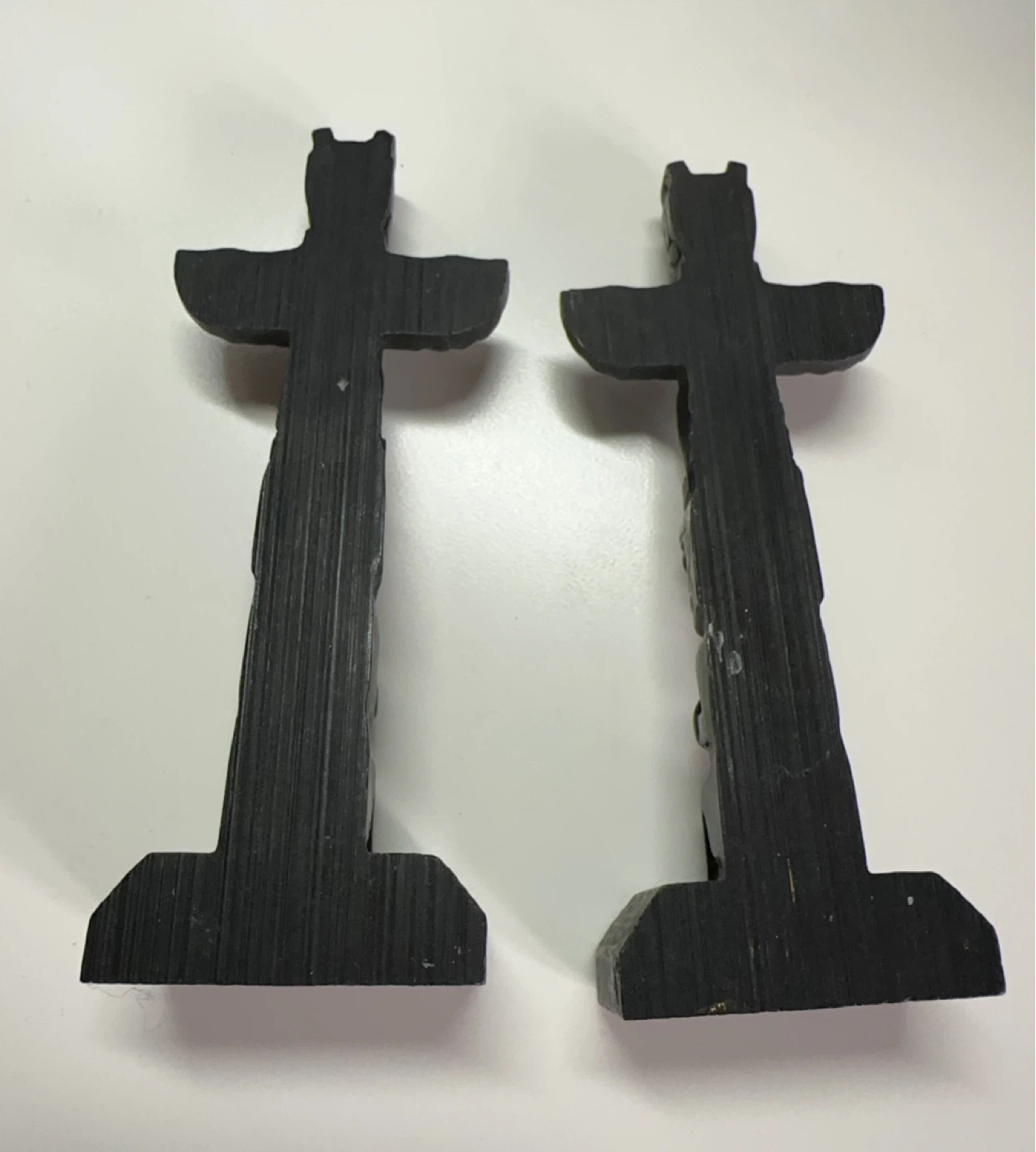 Two Black Wooden Totem Pole Figurines - photo 4