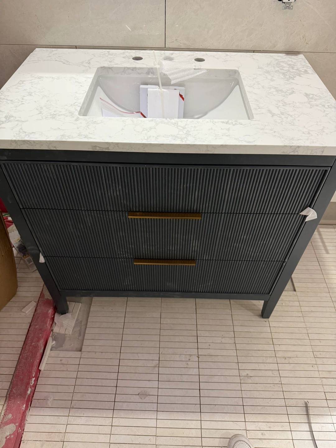 1,300 on Wayfair. 36in Vintage blue wood engineered stone - photo 3