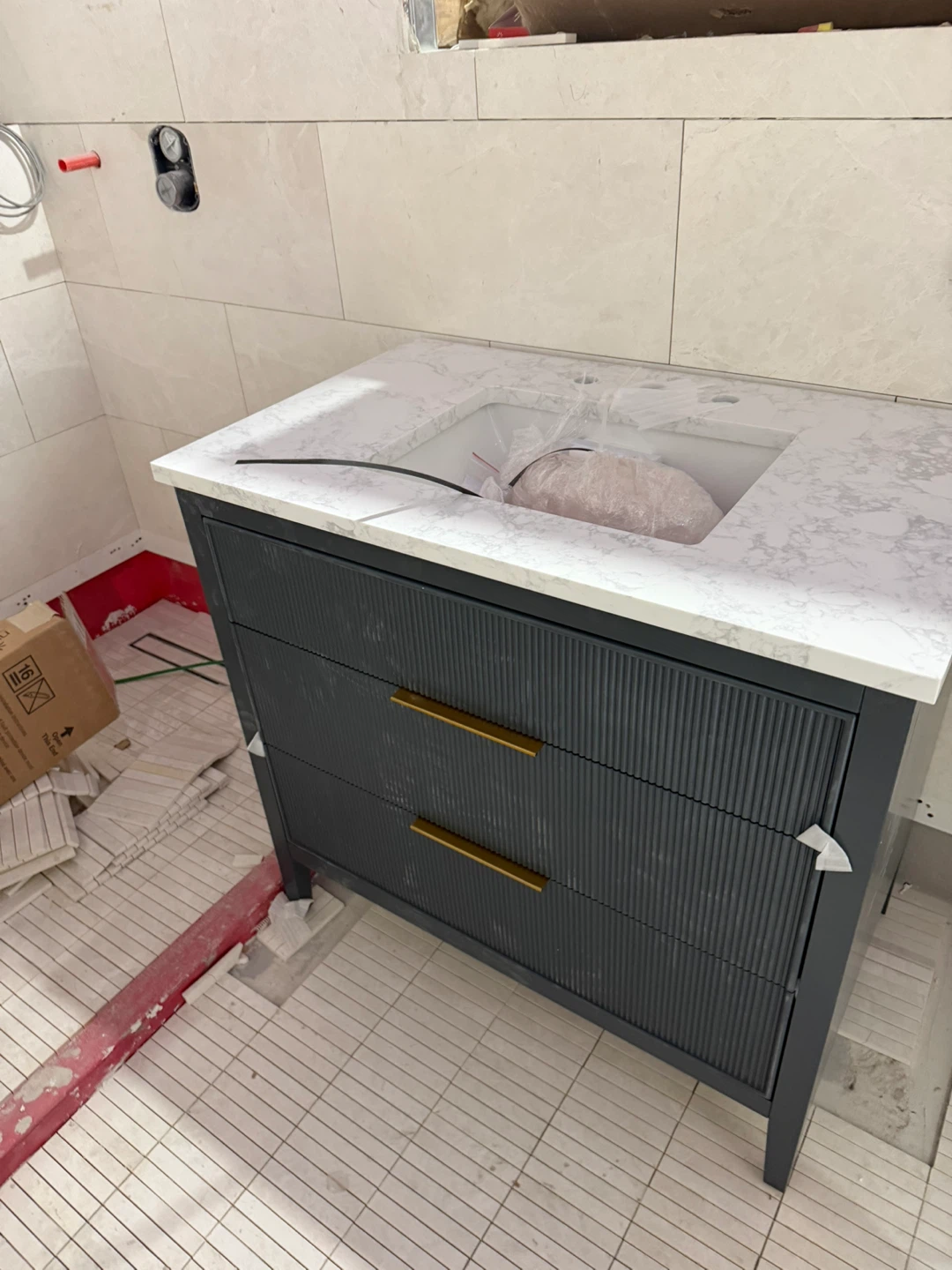 1,300 on Wayfair. 36in Vintage blue wood engineered stone