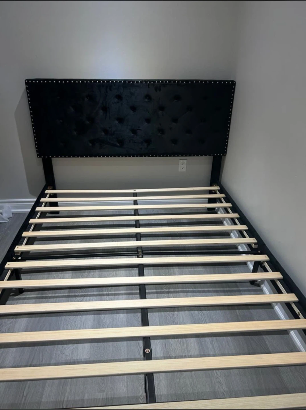Black Velvet Tufted Headboard Bed Frame