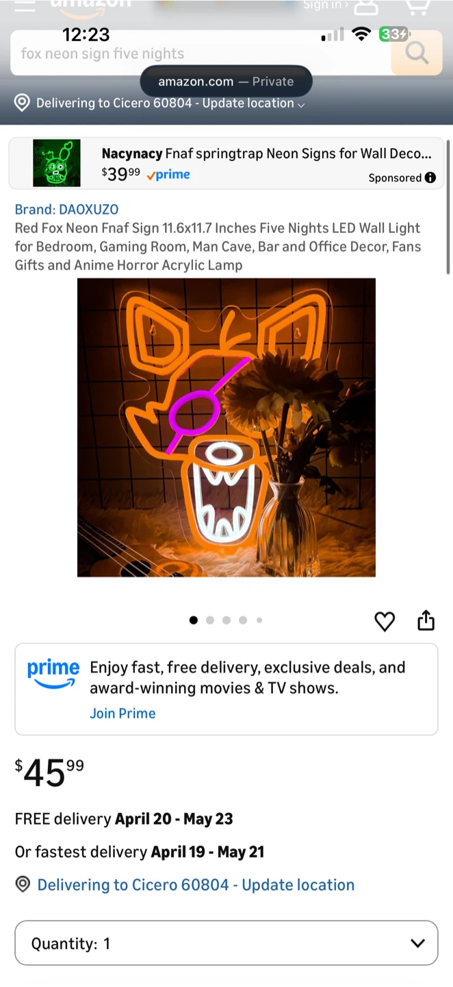 Five Nights at Freddy's Foxy Neon Sign - photo 4