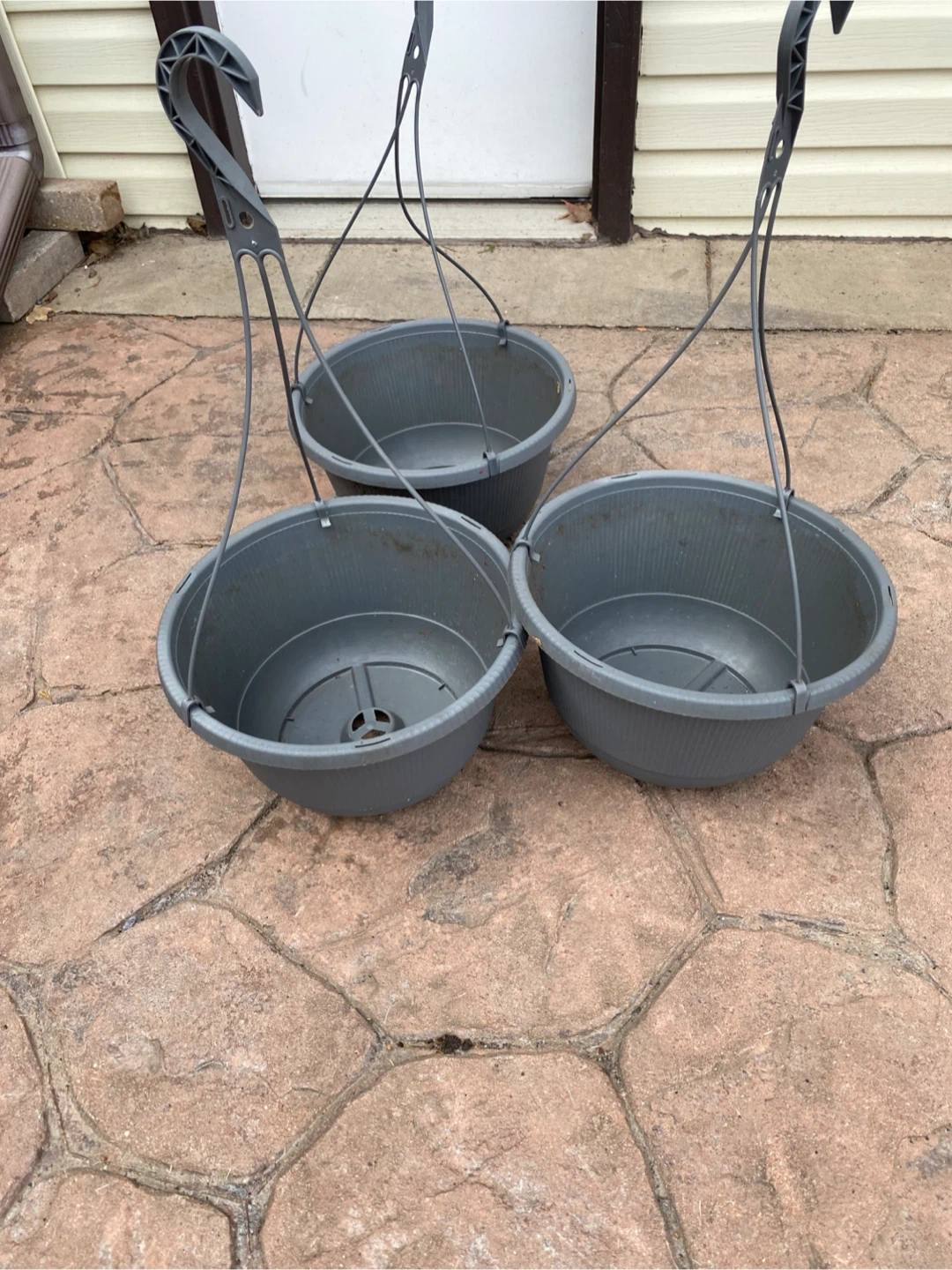 Set of 3 Grey Hanging Planters with Hooks - photo 2