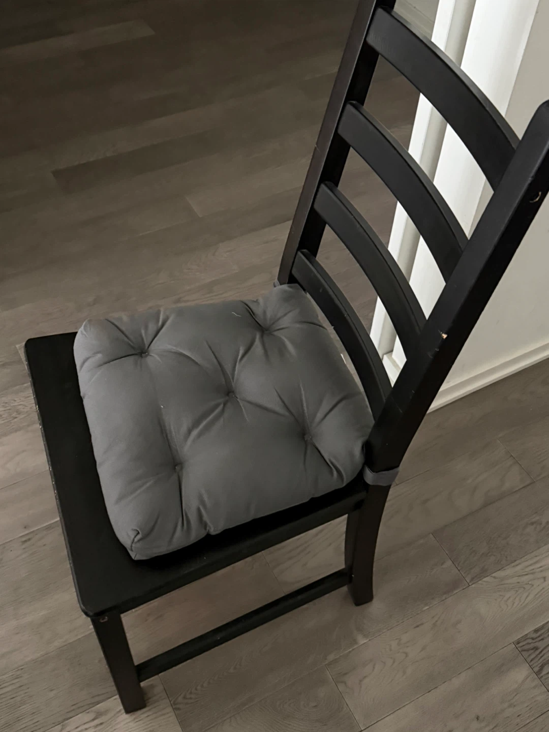 Black Wooden Chair with Grey Cushion - photo 2