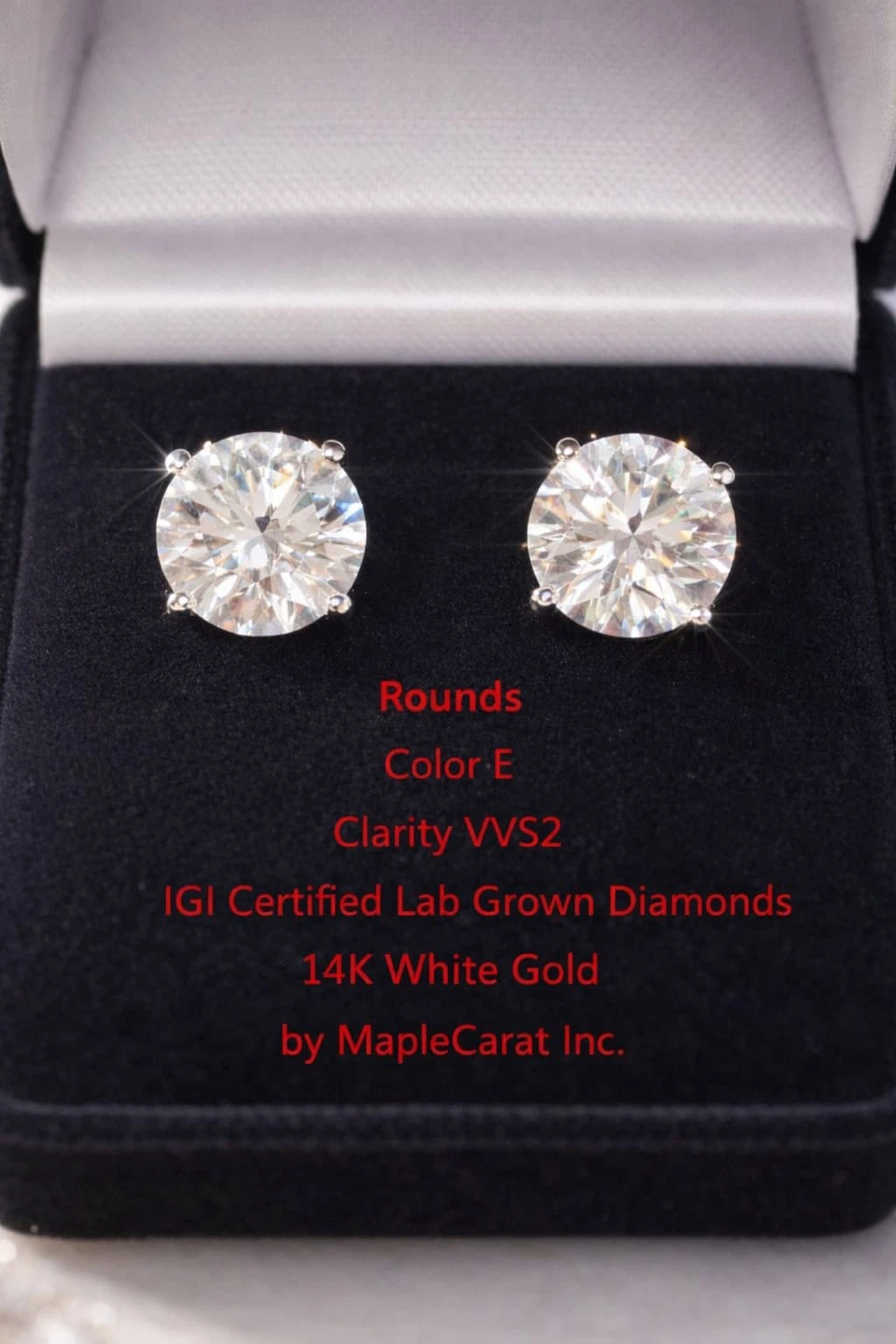 IGI Certified Diamond Studds 14K White Gold by MapleCarat Inc.