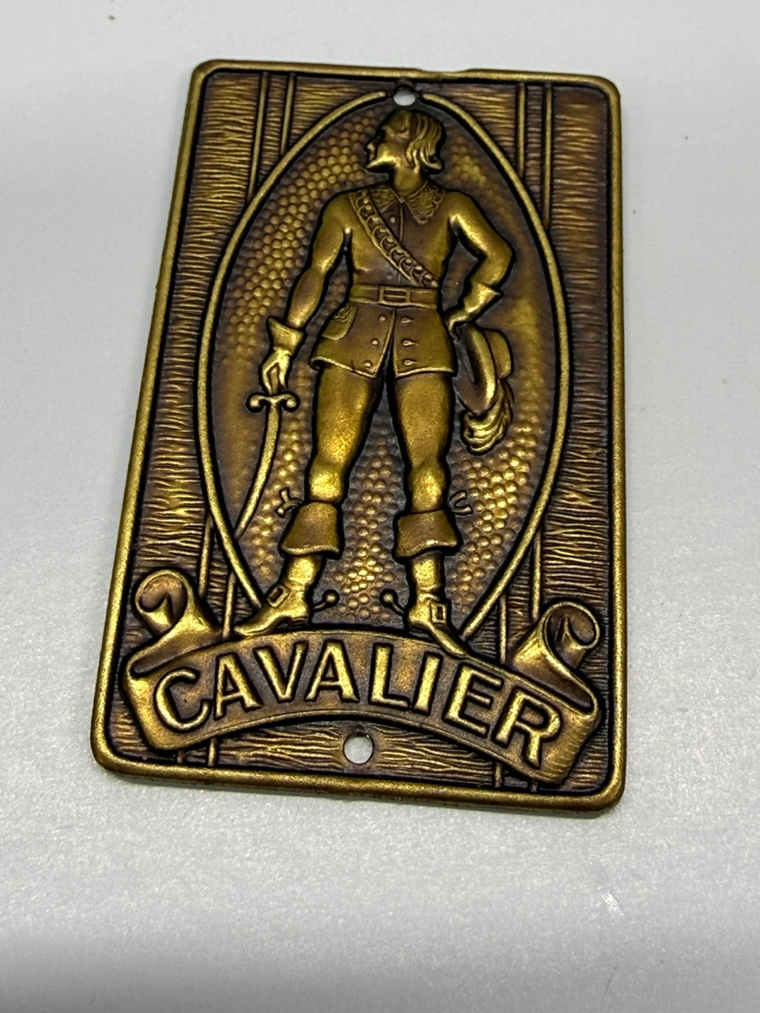 Vintage Cavalier Brass Emblem Tag
