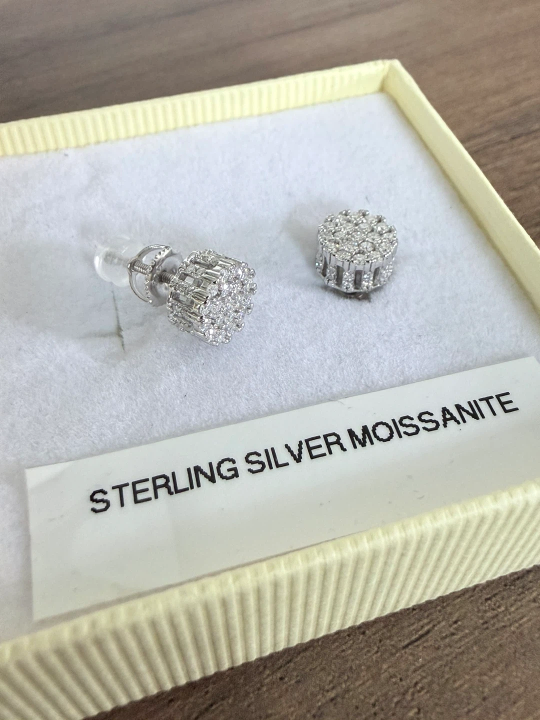 Sterling Silver Moissanite Cluster Stud Earrings - photo 3