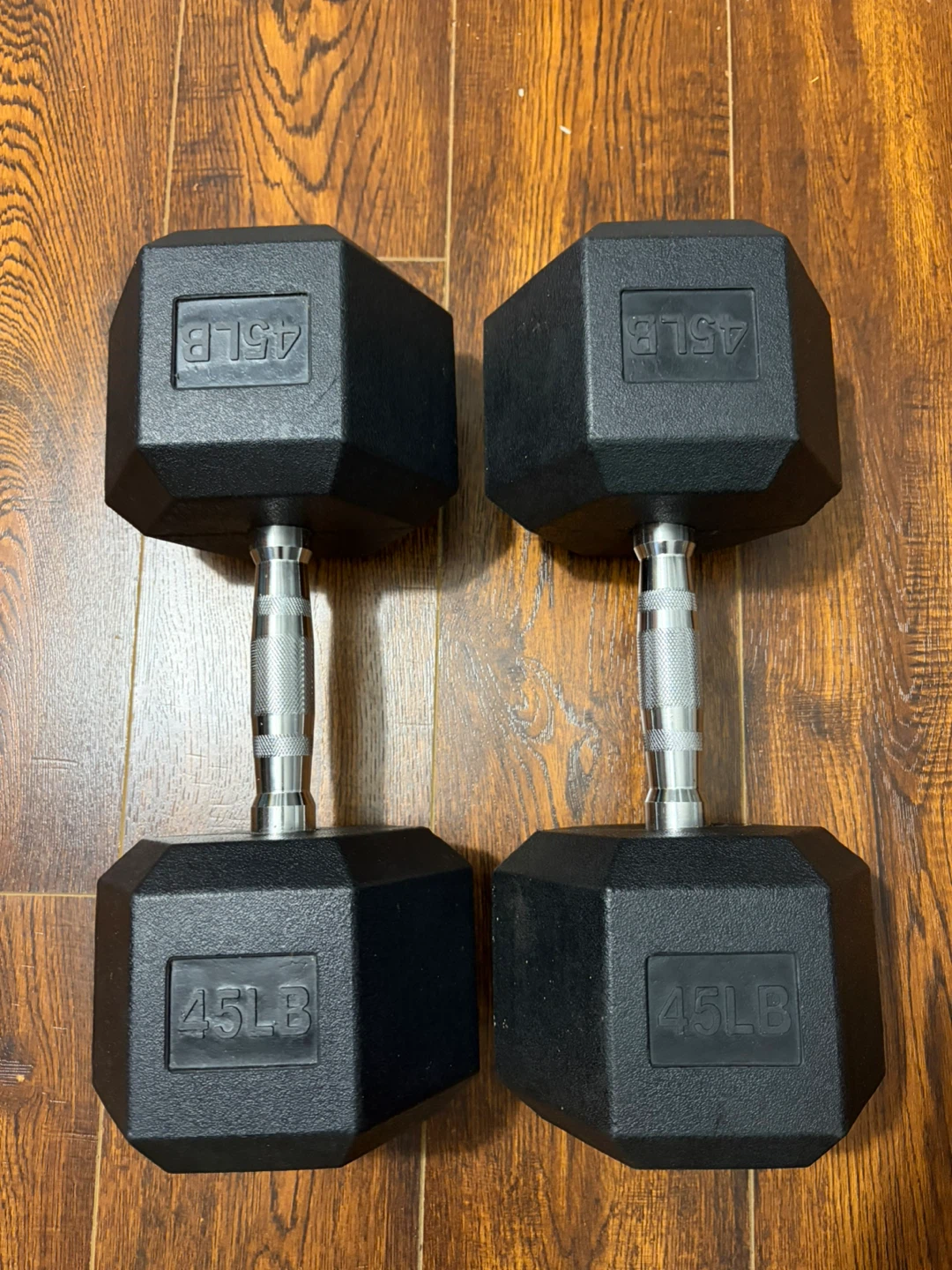 Set of 2 x 45lb Hexagonal Dumbbells