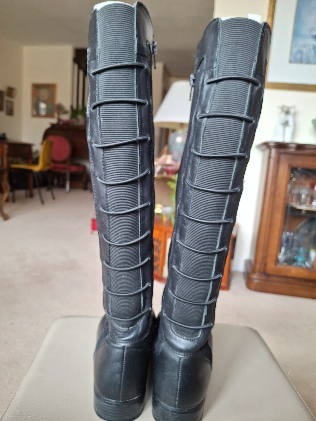 Suede & leather knee high boots - photo 3