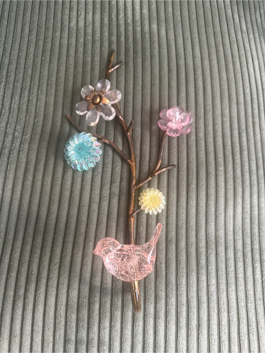 Vintage Wall Hook with Bird & Flower Gemstones 🥕