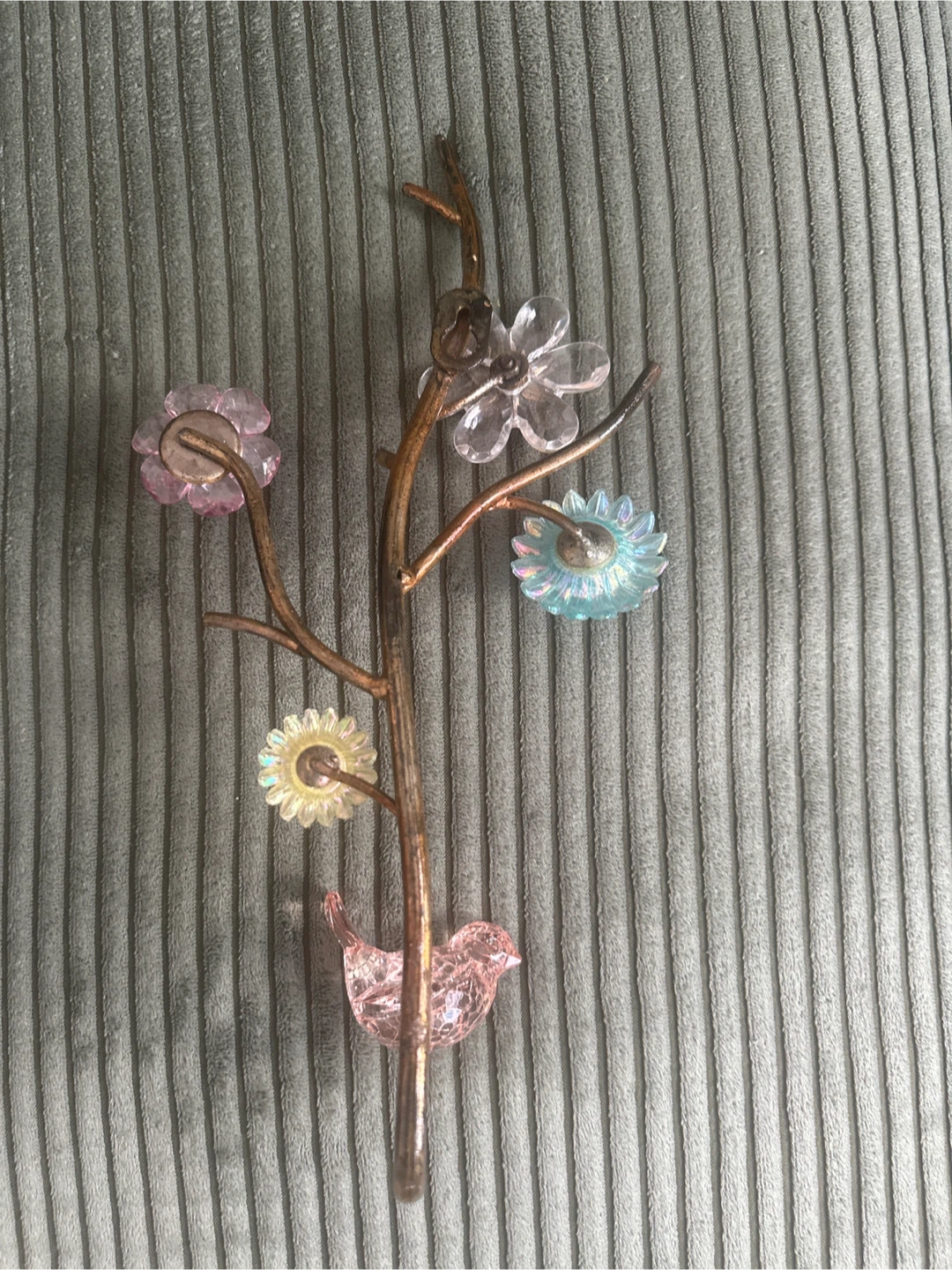 Vintage Wall Hook with Bird & Flower Gemstones 🥕 - photo 2