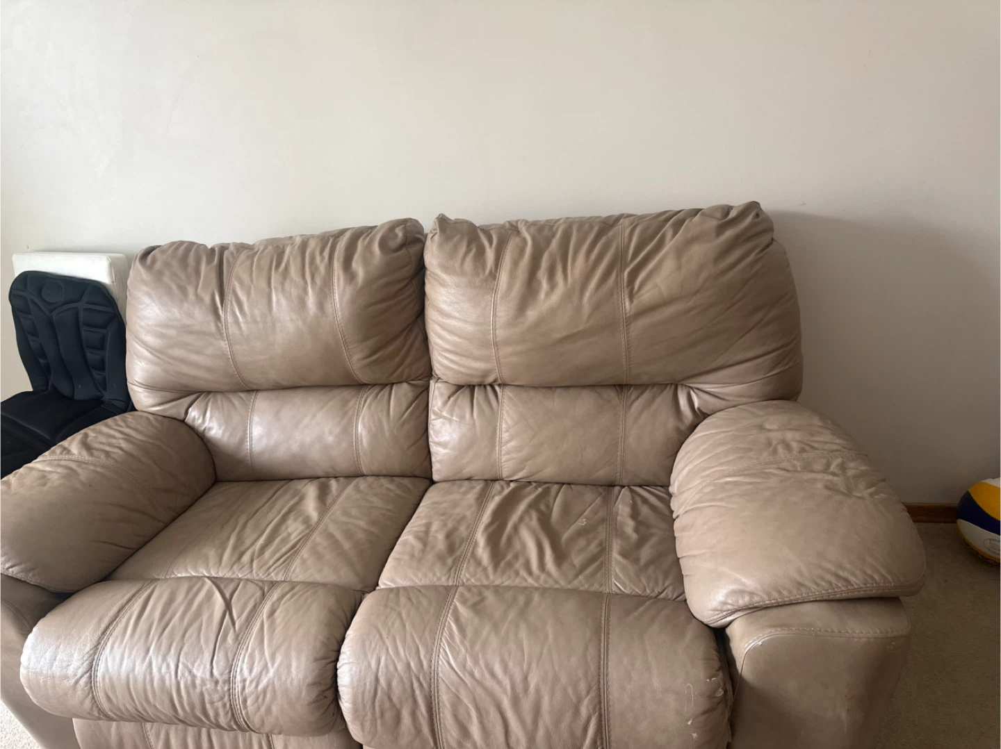 Tan Leather Loveseat Sofa