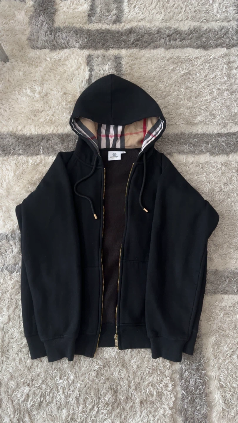 Burberry London England Black Zip-Up Hoodie