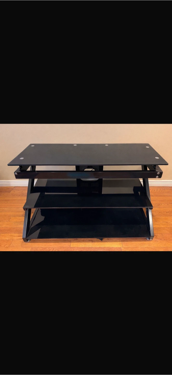 Black 3-Tier Glass Entertainment Stand