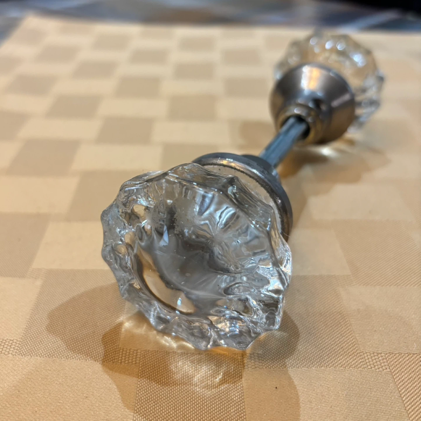 Vintage Glass Doorknobs with Metal Spindle - photo 2