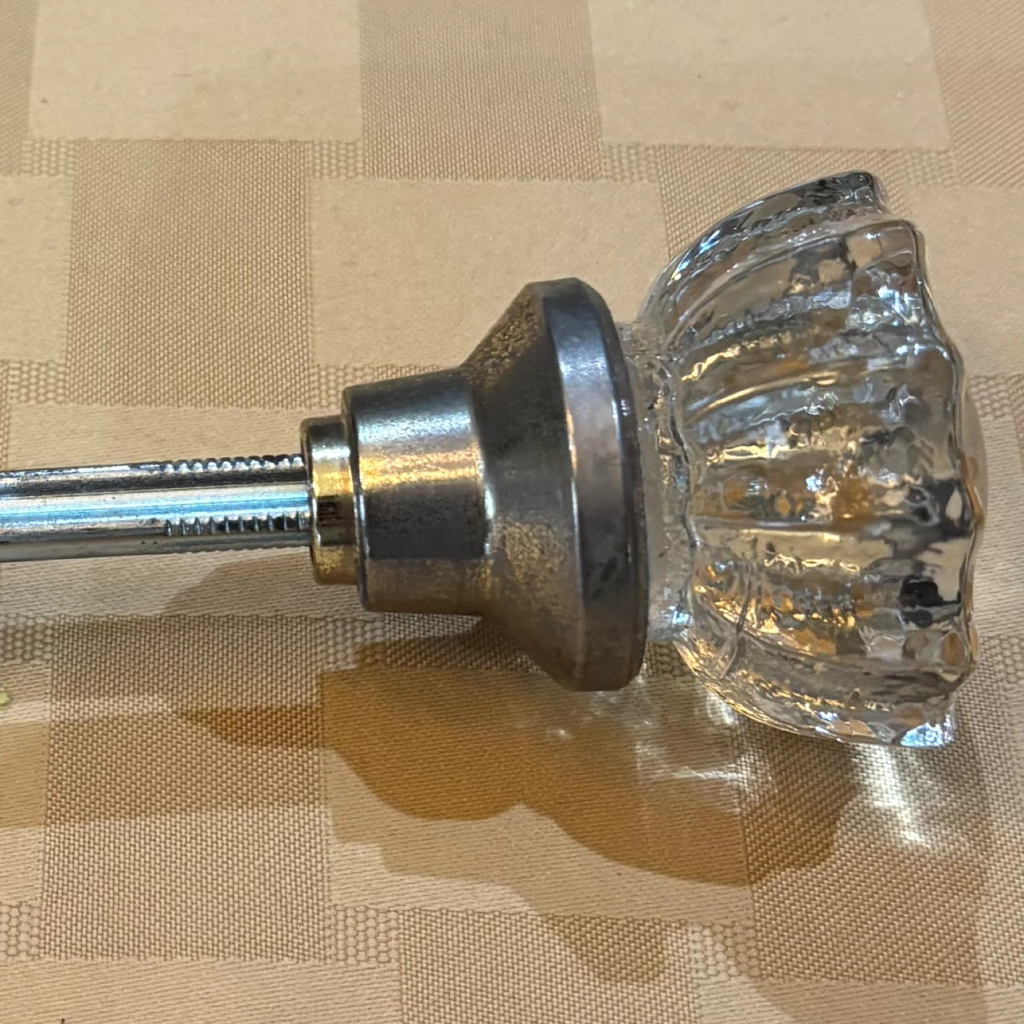 Vintage Glass Doorknobs with Metal Spindle - photo 3
