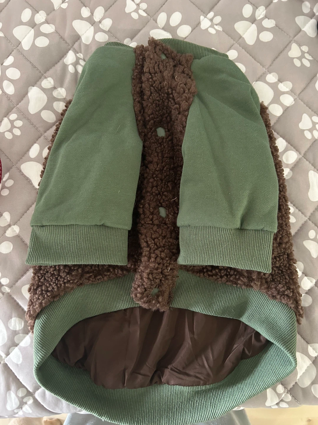 Green and Brown Sherpa Dog Jacket