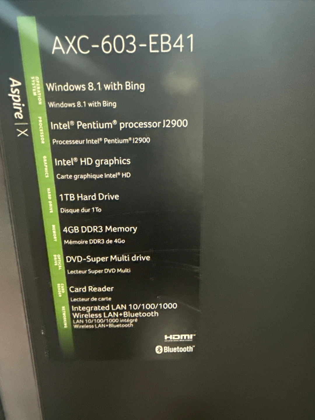 Acer Aspire X AXC-603-EB41 Desktop Computer - photo 2
