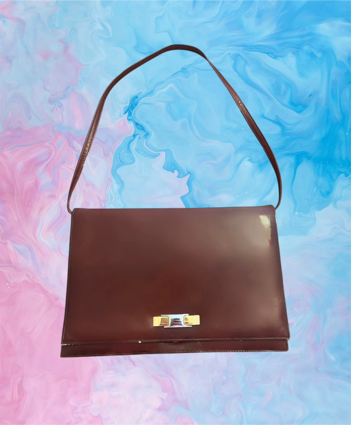 VINTAGE 1960 MASTERCRAFT BURGUNDY LEATHER SHOULDER BAG