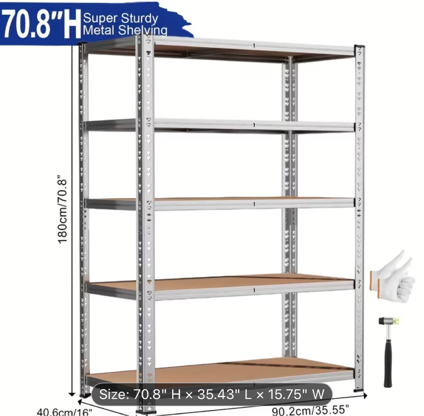 Brand NEW 5-Tier Metal Shelving Unit (Silver or Black color)